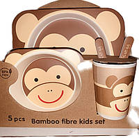 Набор детской посуды антибактериальный обезьянка