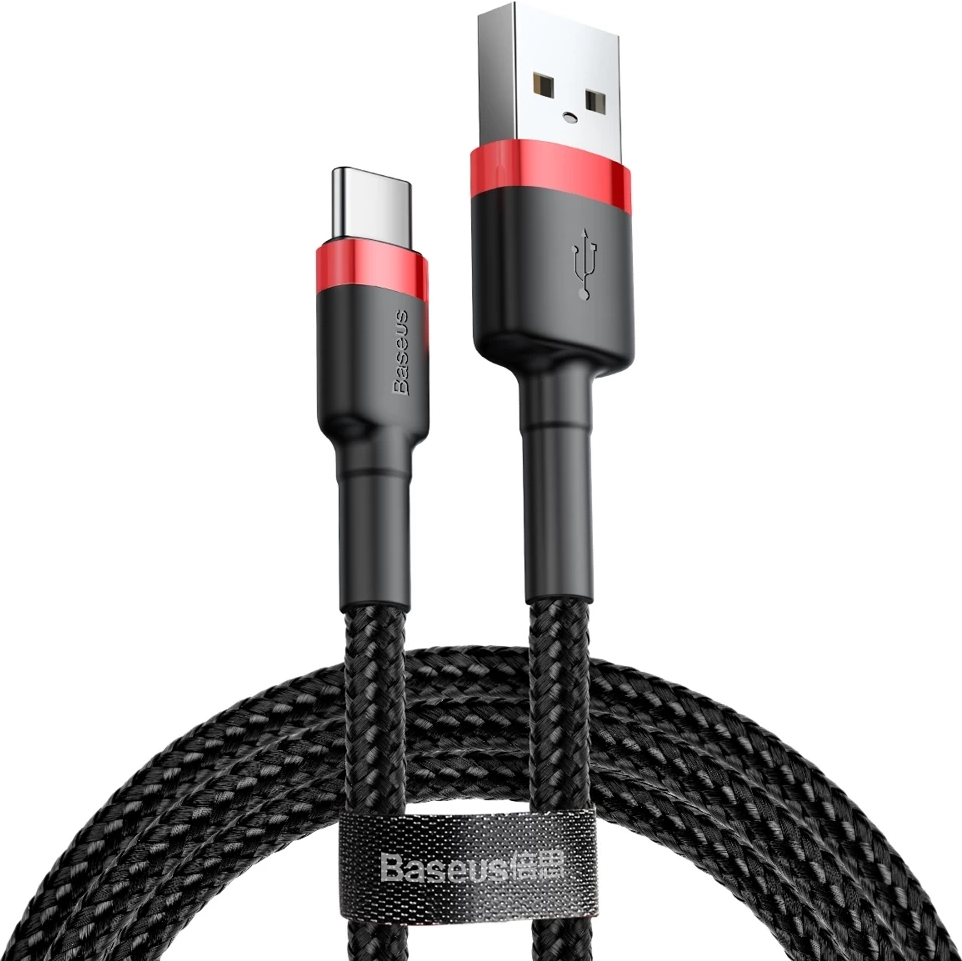 Кабель Baseus Cafule USB for Type-C 3A 1m red black (CATKLF-B91)