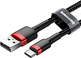 Кабель Baseus Cafule USB for Type-C 3A 0.5m red black (CATKLF-A91), фото 2