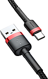 Кабель Baseus Cafule USB for Type-C 3A 0.5m red black (CATKLF-A91), фото 3