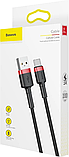 Кабель Baseus Cafule USB for Type-C 3A 1m red black (CATKLF-B91), фото 8