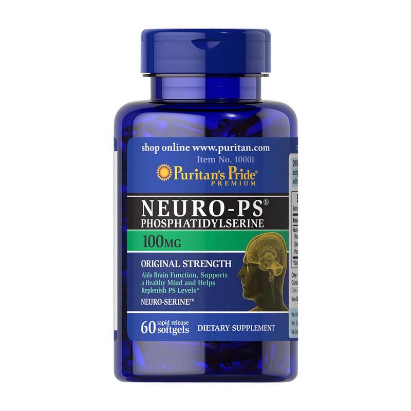Для мозку Puritan's Pride Neuro-PS 100 mg 60 капсулEXP 07/24 року включно