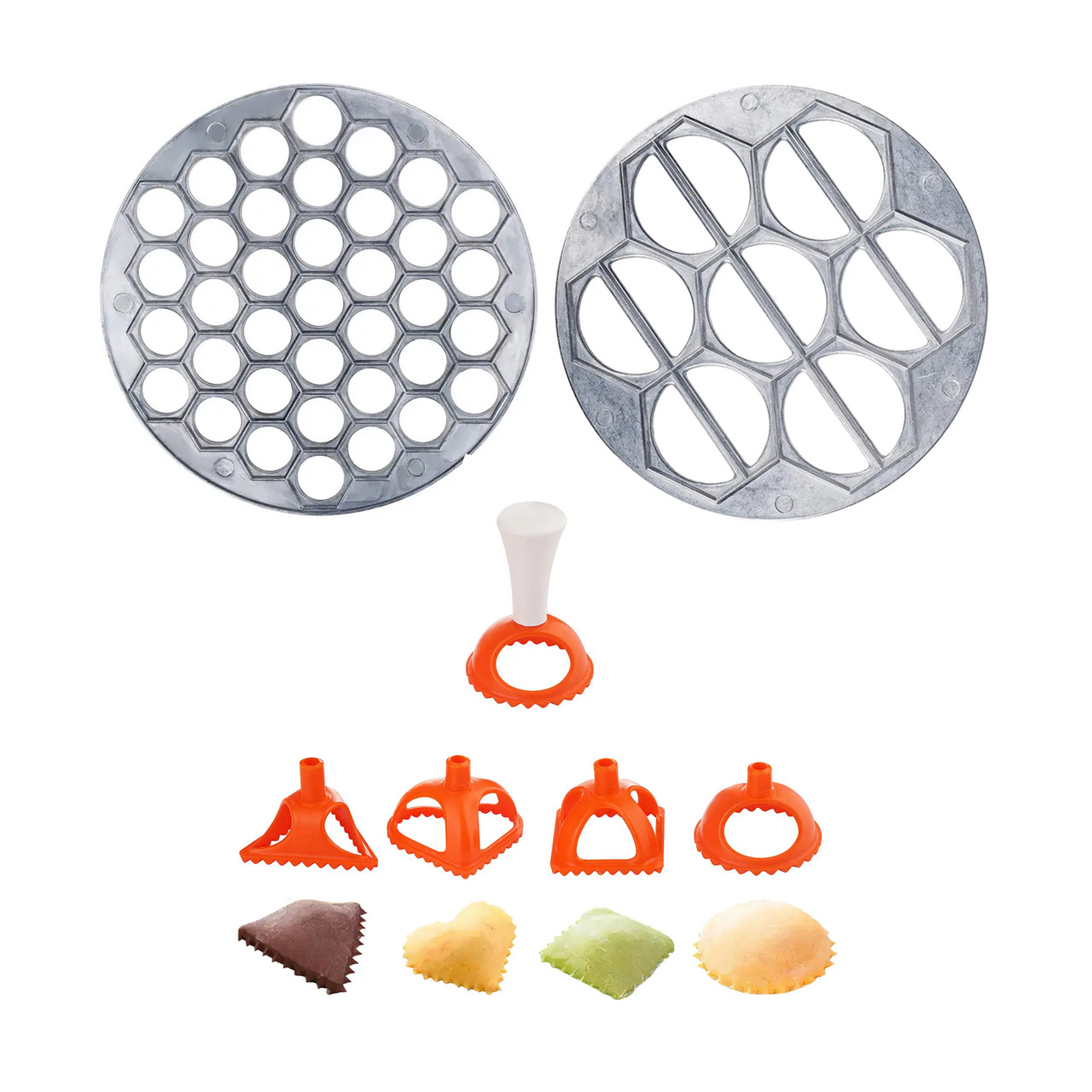 Комплект пельменниця варенниця та набір штампів для пельменів, равіолі, вареників (4 штампи)