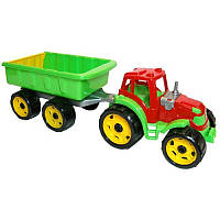 Машинка трактор с прицепом, размер игрушки 54см, прочный материал, в ассортименте 4 цвета