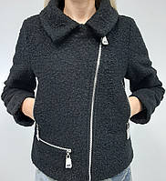 Жіноча демісезонна коротка куртка - піджак чорного кольору без капюшона. Тканина букле. Lady Koko