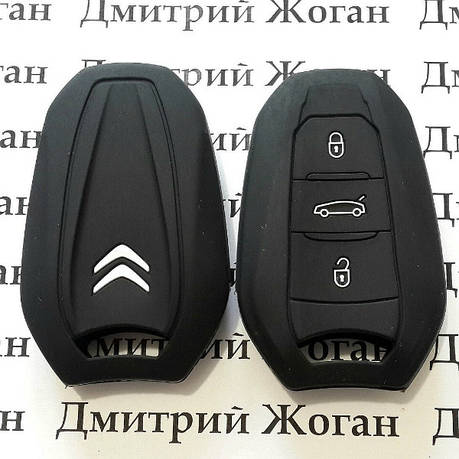 Чохол (чорний, силіконовий) для смарт ключа Citroen (Сітроен) 3 кнопки, фото 2
