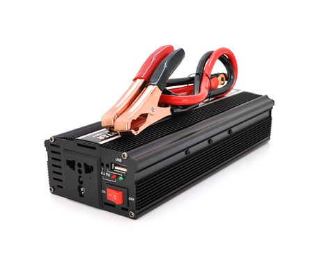 Автономний інвертор PI 4000W 12/220V USB 1 універсальна розетка, крокодилли, фото 3