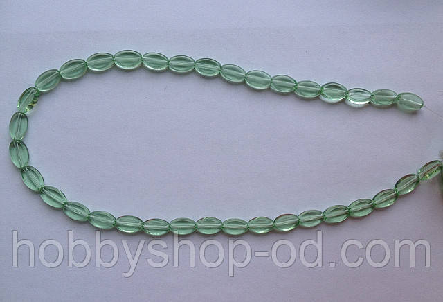 Бусина Овал плоский колір св. зелений 6*9 мм, фото 1