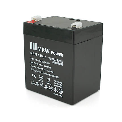 Акумуляторна батарея Mervesan MRV-12/4.2 12 V 4.2Ah ( 90 x 70 x 101(104) ) Black Q10, фото 1