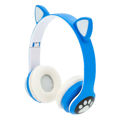 Бездротові Bluetooth-навушники Cat Ear VZV-28M Led, Blue, фото 1