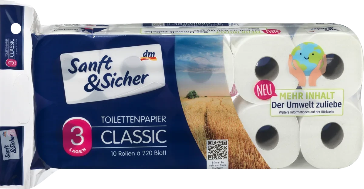 Туалетний папір Sanft & Sicher, 10 рулонів х 220 аркушів.