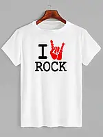 Футболка с принтом I love rock (Я люблю рок) (0408)