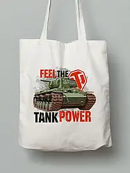 Екосумка шопер з бавовни 38х40см з принтом Feel the Tank power - Танчики WOW - 1612