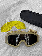 Тактические очки со сменными линзами Защитные военные очки для стрельбы Защитная маска койот (DB-13211)