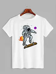 Футболка з принтом Космонавт на скейті (1139)