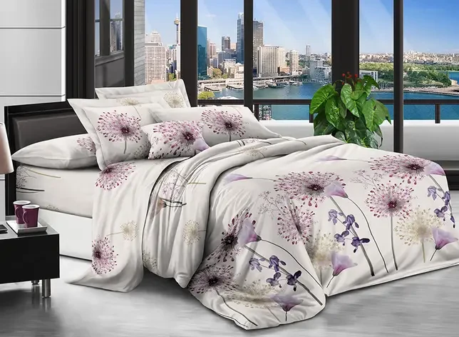 Постільний комплект двоспальний 180*220 Бязь Економ бавовна, поліестер (20111) Сучасна постільна білизна, фото 1