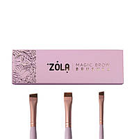 Zola Профессиональный набор кистей для покраски бровей MAGIC BROW BRUSHES / Alla Zayats Світло рожеві