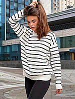 Полосатый Стильный женский свитер Кофта-свитшот в стиле оверсайз Турция Размеры 42-46