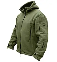 Тактическая флисовая куртка с капюшоном Черний,Хаки ХЛ-4ХЛ 4XL, Всесезонный, женский