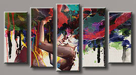 Модульна картина на полотні з 5 частин "Пара живопис абстракція"