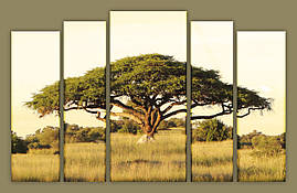 Модульна картина на полотні з 5 частин "Африканська дерево"