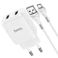 У Нас: Зарядний пристрій HOCO Micro USB Speedy dual port charger set N7 | 2USB, 5V / 2.1A | white -OK