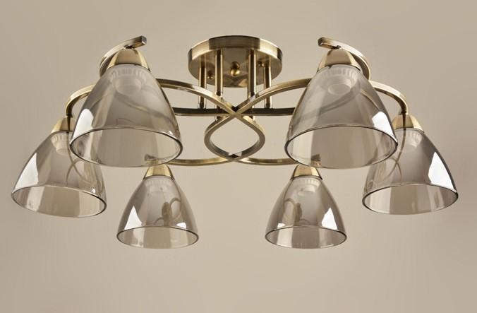 Люстра стельова шість плафонів золото