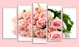 Модульна картина на полотні з 5 частин "Рожеві троянди"