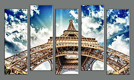 Модульна картина на полотні з 5 частин "Ейфелева Вежа"