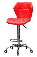 Высокий стул мастера на хромированной крестовине c колесиками Torino Bar CH-Office кожзам красный 1007