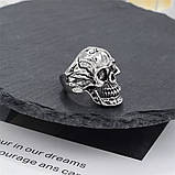 Чоловіче жіноче кільце біжутерія череп хром розмір 18-22 мм, фото 6