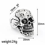 Чоловіче жіноче кільце біжутерія череп хром розмір 18-22 мм, фото 5