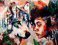 Картина по номерам Набор для рисования Отражение души Девушка и волк 40х50 Rainbow Art GX25626