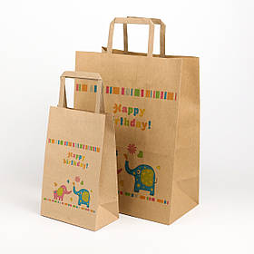 Подарункові пакети Дитячі 150*90*240 Крафт Пакет з Днем народження з написом