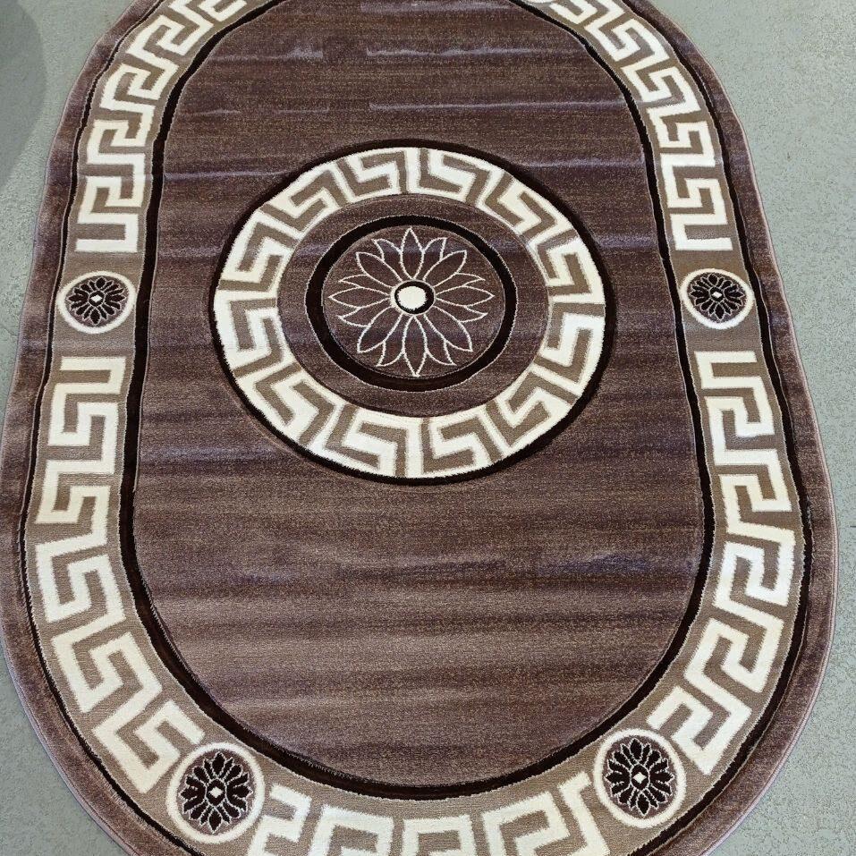 Килим абстракція 8177 коричневий овальний