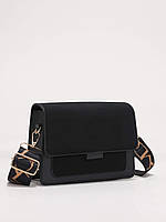 Женская классическая сумка через плечо кросс-боди на ремешке бархатная велюровая замшевая черная