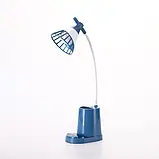 Лампа на гнучкій ніжці DESKTOP LAMP EL-2176 синій з функцією Powebank 1200mAh, утримувачем телефону | Нові, фото 3