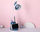 Лампа на гнучкій ніжці DESKTOP LAMP EL-2176 синій з функцією Powebank 1200mAh, утримувачем телефону | Нові, фото 4