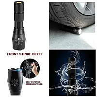 Ліхтар ручний, акумуляторний X-Balog, міцний корпус, чорний | Компактний потужний Ліхтарик 5 режимів роботи