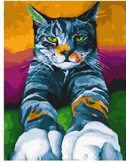 Картина за номерами Великий сірий кіт Смугастий улюбленець Набір для малювання на полотні 40х50 Rainbow Art GX44849, фото 1