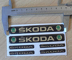 Наклейка s маленька Skoda набір 6шт Уцінка №2 перелив маси за контур силіконова напис на авто емблема Шкода зелена