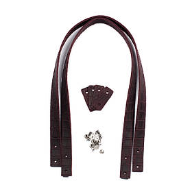 Ручки двосторонні на гвинтах для шопперів (70*2 см), колір Бордова рептилія