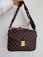 Женская сумка клатч LV Pochette New Brown (коричневая) BONO56737 классная с широким текстильным ремнем cross