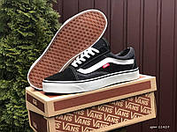 Мужские кеды Vans Old Skool (чёрные с белым) стильная повседневная демисезонная обувь В11429 cross