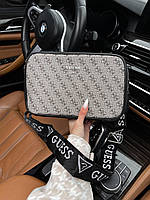 Женская сумка клатч GUESS (серо-черная) art0246 стильная вместительная удобная сумочка на текстильном ремне