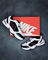 Мужские кроссовки Nike Air Monarch White Black Red (белые с чёрным и красным) спортивные кроссы I1202 cross