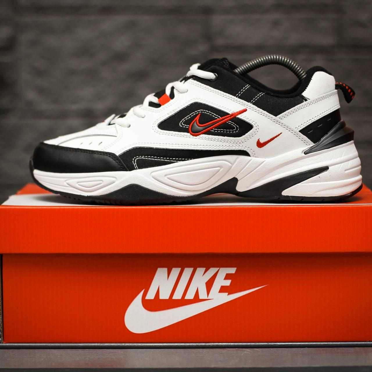 Чоловічі кросівки Nike M2K Tekno (білі з чорним і червоним) модні масивні кроси 1379 топ, фото 1
