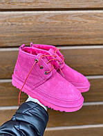 Женские зимние угги Ugg Neumel “II Pink” (розовые) короткая повседневная тёплая обувь с мехом UG078 cross