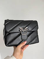 Женская подарочная сумка Pinko Puff Black (черная) BONO46637 модная красивая стильная с птичками экокожа топ