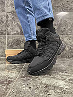 Мужские зимние кроссовки BONOTE (полностью чёрные) высокие непромокаемые кроссы с мехом L870-1 топ